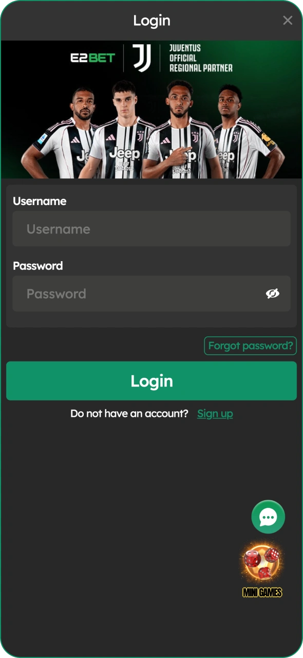 Open the E2BET app and log into your account.