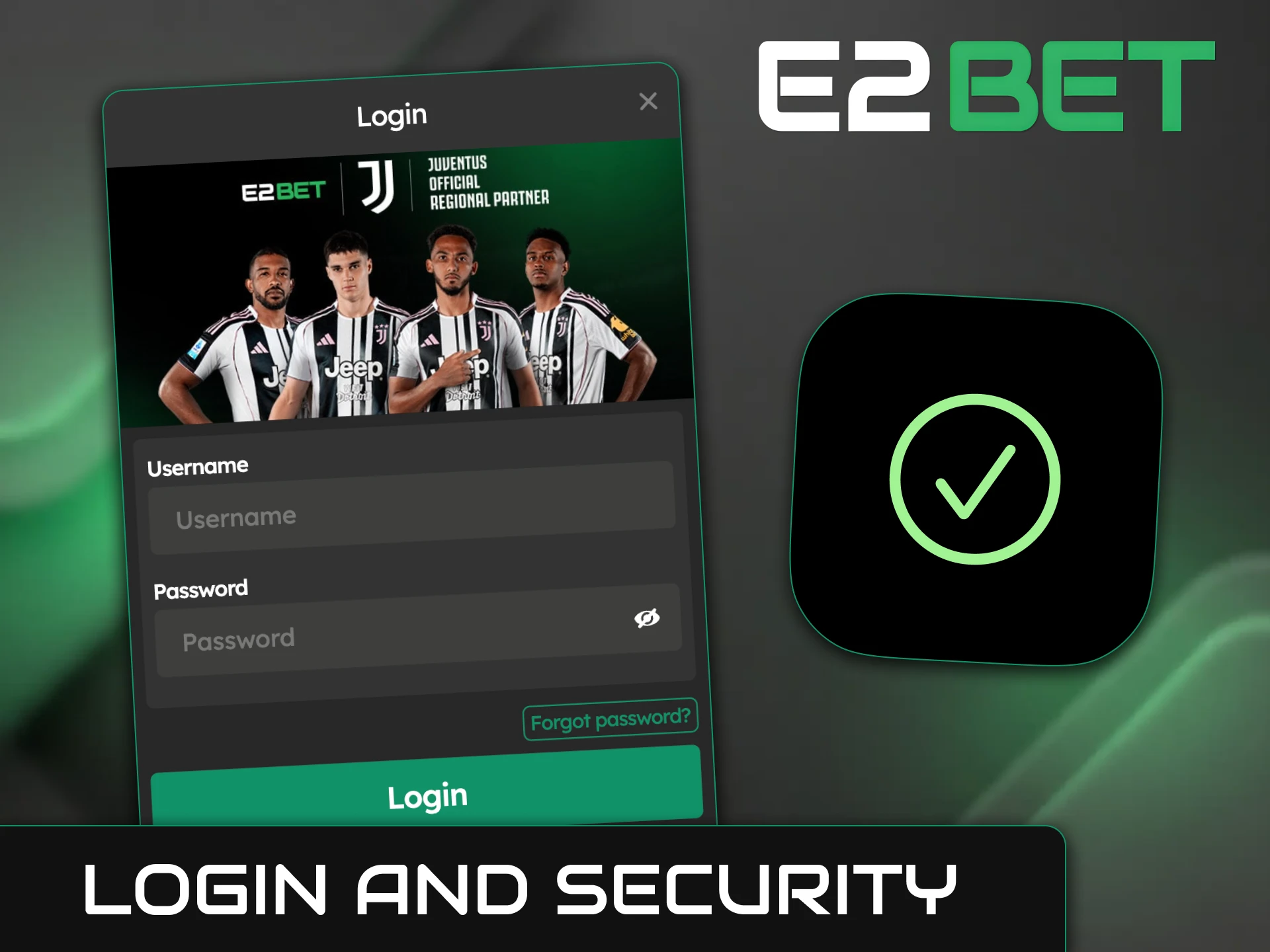 Log into your E2BET account using a two-factor authentication.