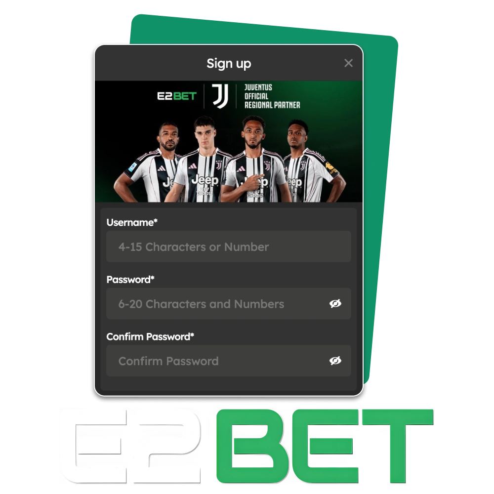 Create your account at official E2BET bookmaker and start playing.